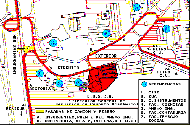 Map to get to DGSCA-UNAM